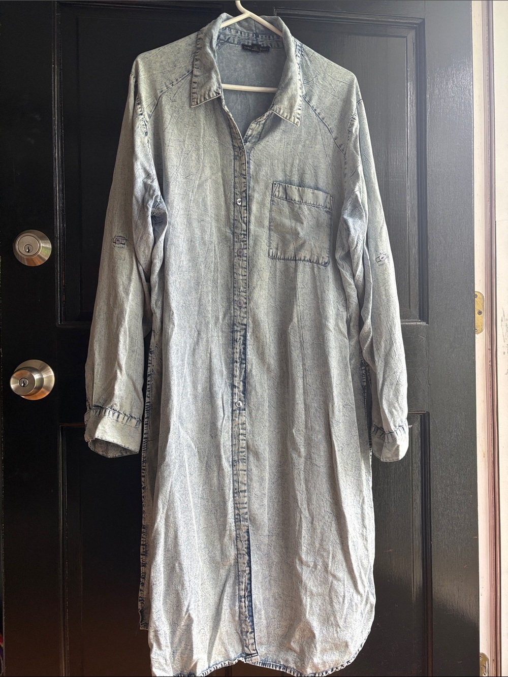 Light Wash Denim Shirt Dress Beach Cover Up